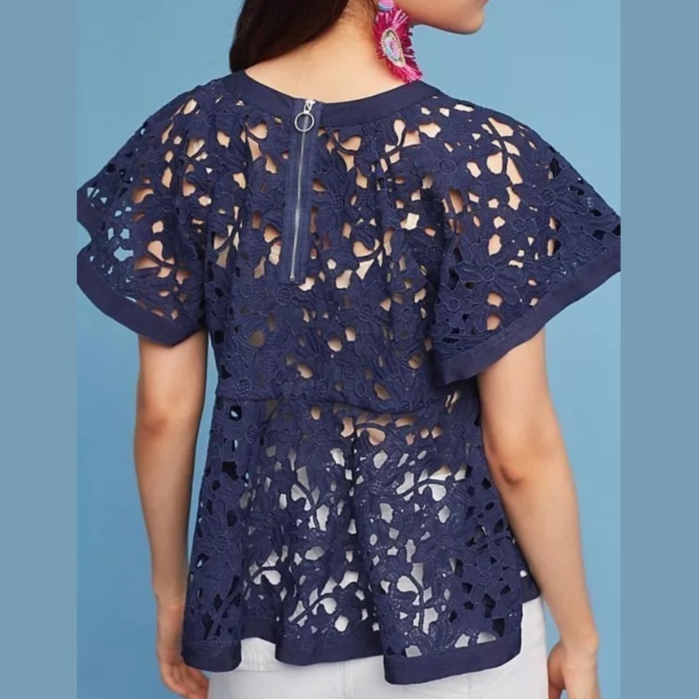 NWT Anthropologie Eli + Ali Remy Swing Top Navy - Picture 2 of 8